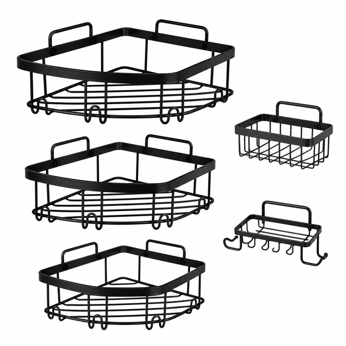 Set Organizador de Baño de 5 Piezas – Negro