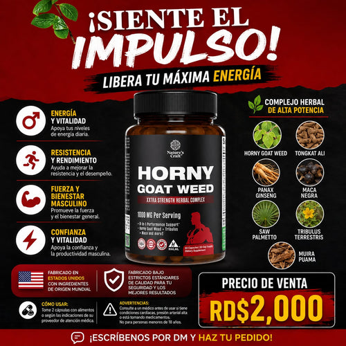 Nature’s Craft Horny Goat Weed Xtra Strength – 60 Cápsulas